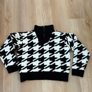 Black Tape Black and White Houndstooth quarter zip Sweater